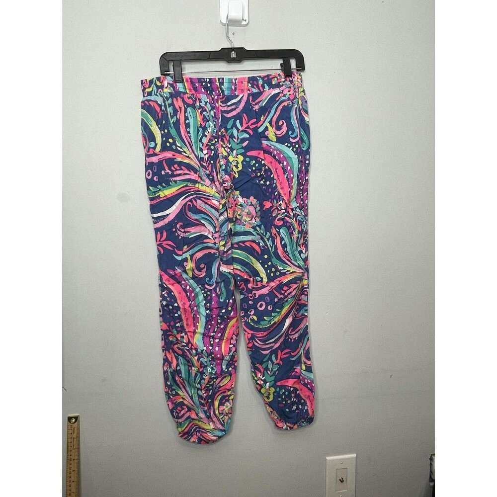 Lilly Pulitzer Pants Womens Medium Blue Pink Beach Loot Piper Pull On Casual - Picture 10 of 10